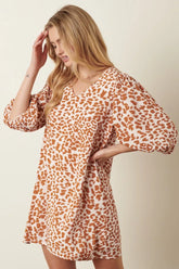 Mittoshop Animal Print Puff Sleeve Mini Dress OutfitFlow